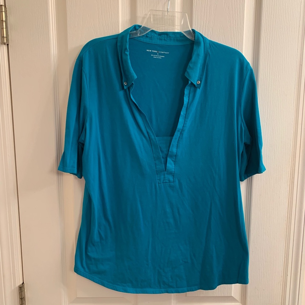 Teal v-neck top
